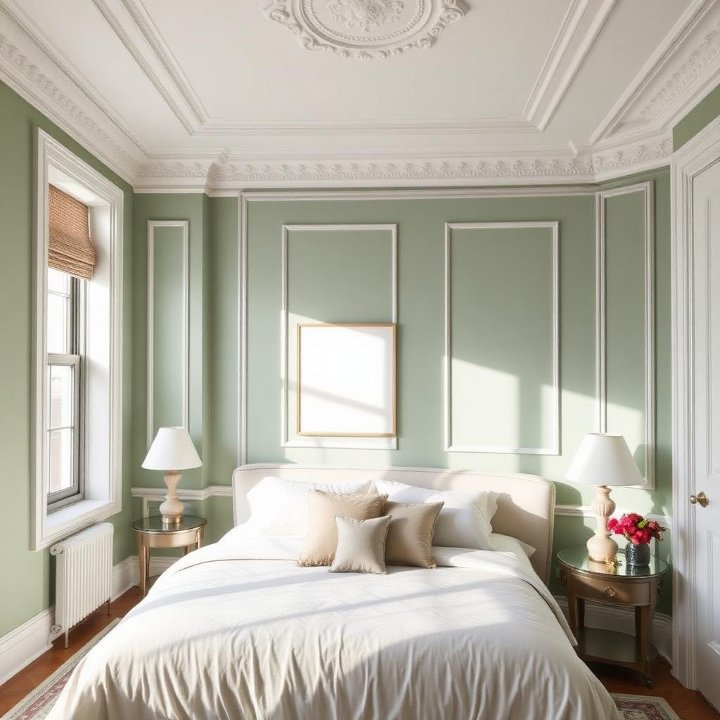 Sage bedroom — Midtown apartment